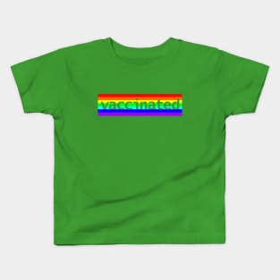 Vaccinated Rainbow Stripes Minimal Typography Kids T-Shirt